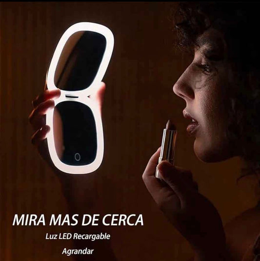 Espejo de Maquillaje Portátil con Luz LED